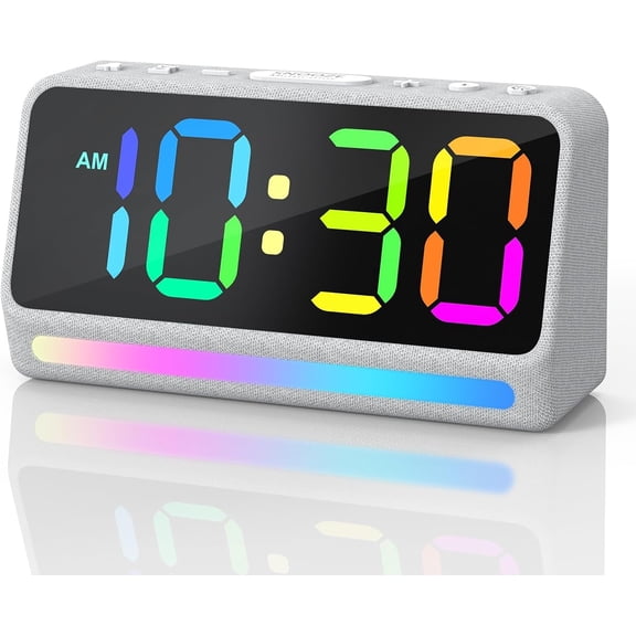 Extra Loud Alarm Clock for Heavy Sleepers Adults, 5 Extremely Loud Wake Up Sounds, Kids Alarm Clock for Teens, Boys, Bedrooms, LED Digital Display, 7 Color Night Light,Dimmer,Bedside