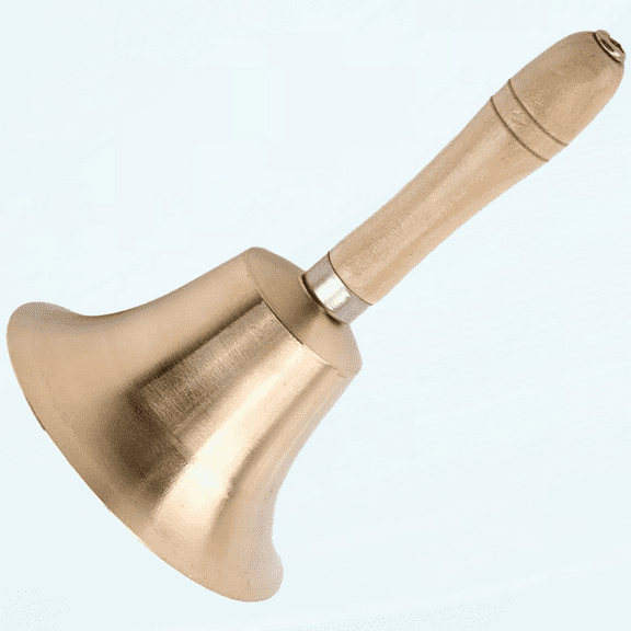 Extra Loud Bell Large Hand Bell Solid Brass Call Bell with Wooden Handle School Bells Dinner Bell Loud Ringing Bell Service Bell Servant Bell Church Bells Sell Celebration Bells Attention Bell