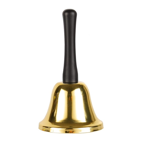 Extra Loud Solid Brass Hand Call Bell with Wooden Handle
