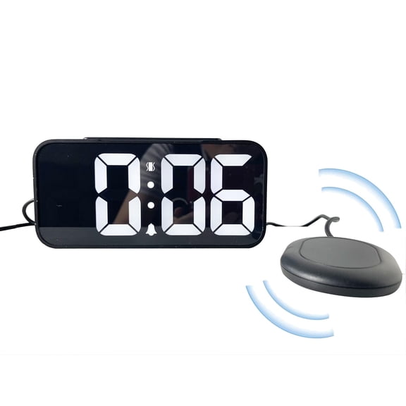 Extra Loud Vibration Alarm Clock with LED Display for Deep Sleepers Hearing Impaired