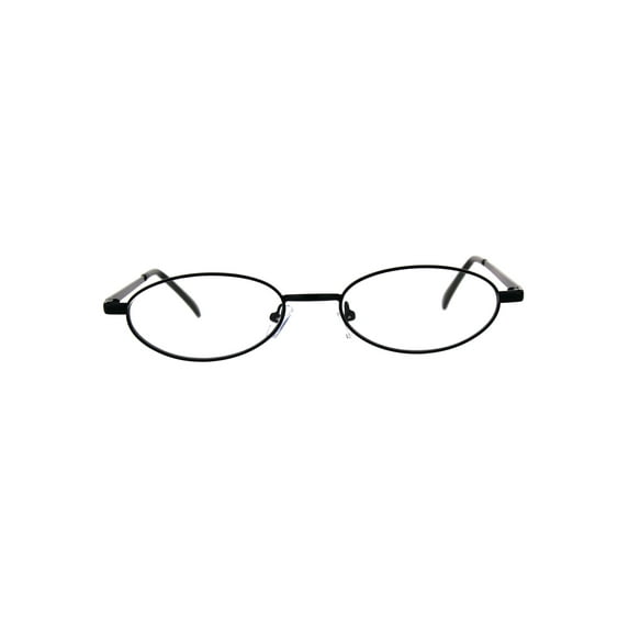 Extra Narrow Oval Metal Rim Round Retro Vintage Clear Lens Eye Glasses Black