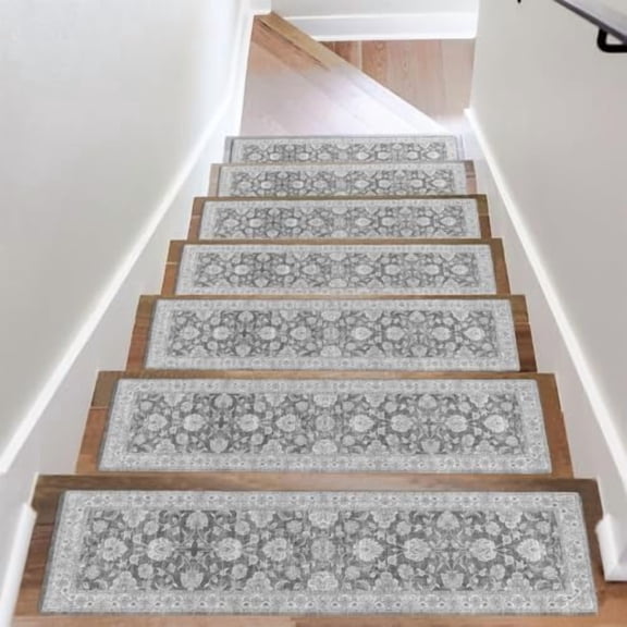 Extra Non-Slip Stair Treads for Wooden Steps 15PCS, 30"X8" Rubber Indoor Stair Runner Slip Resistant Stair Rugs Safety Mats for Dogs, Kids & Elders, Stairway Grip Step Treads, Gray