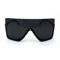 thumbnail image 1 of Extra Oversize Flat Top Upside Down Rectangle Shield Mask Sunglasses All Black, 1 of 4