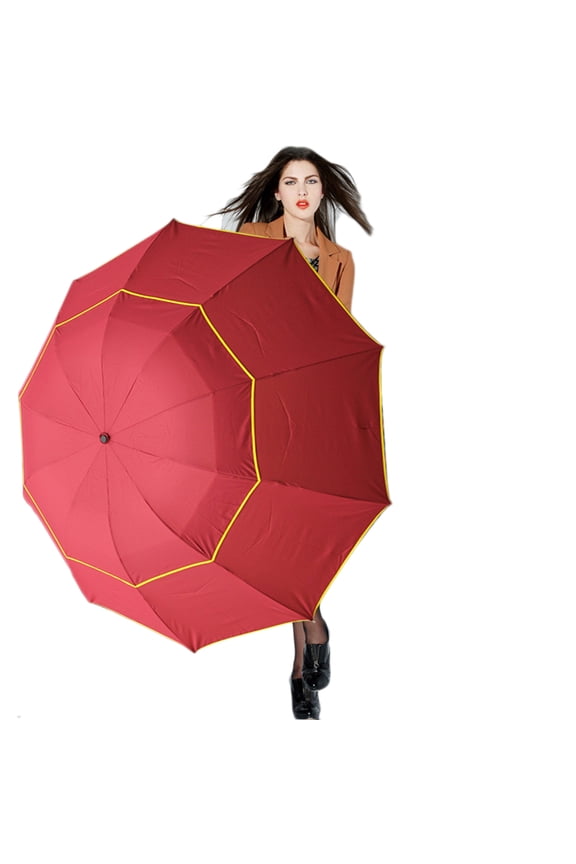 Extra Oversize Large Compact Umbrella Double Canopy Vented Windproof Waterproof Stick Umbrellas for Women and Men