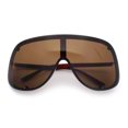 thumbnail image 1 of Extra Oversized Curved Shield Robotic 80s Sport Sunglasses All Brown, 1 of 1