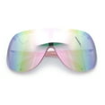 thumbnail image 1 of Extra Oversized Curved Shield Robotic 80s Sport Sunglasses Pink - Pink Mirror, 1 of 1