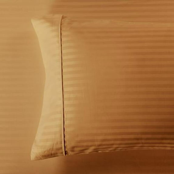 Extra Pair Of King Pillowcases 600 Thread Count Damask Stripes %100 Cotton - Bronze