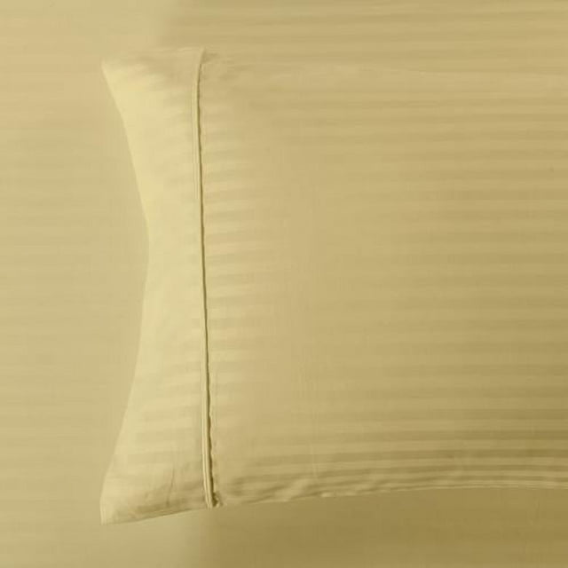 Extra Pair Of King Pillowcases 600 Thread Count Damask Stripes %100 Cotton - Gold
