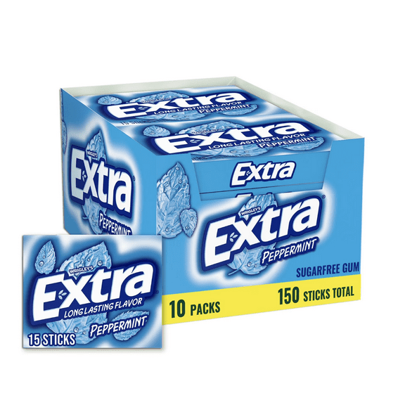 Extra Peppermint Sugar Free Chewing Gum, 15 pcs., 10 pk.