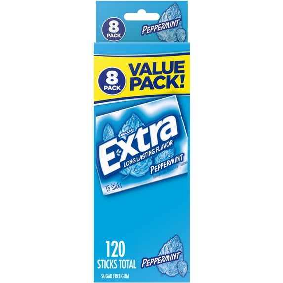 Extra Peppermint Sugar Free Chewing Gum - 8 Count Bulk pack