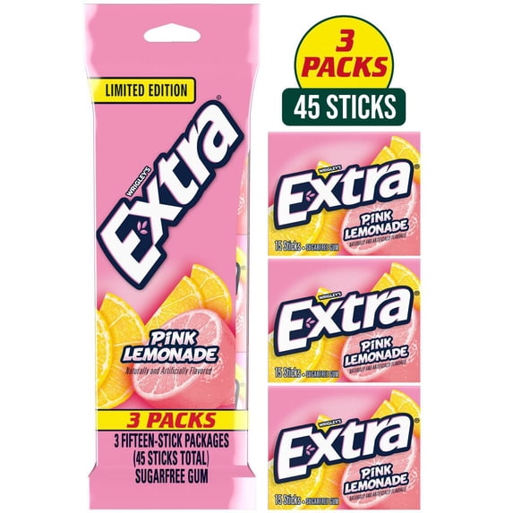 Extra Pink Lemonade Chewing Gums - 4.76oz/3pk - Pack of 2