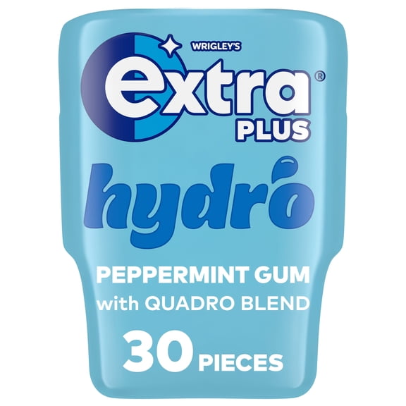 Extra Plus Hydro Sugarfree Chewing Gum Bottle 30 Pieces, Imported from Britain