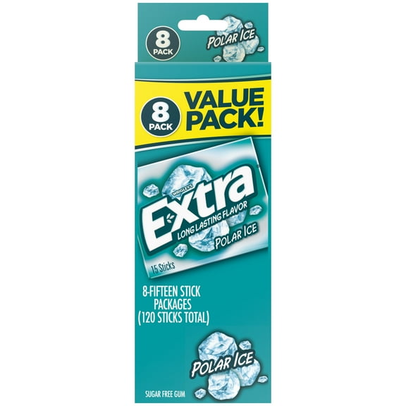 Extra Polar Ice Sugar Free Gum Back To School Chewing Gum - 8 Pack