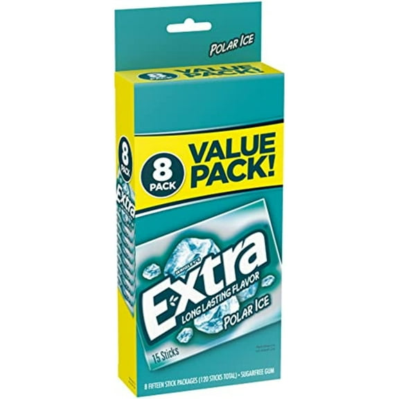 Extra--Polar Ice Sugarfree Gum, Icy Fresh, Mint Flavored, Sugarfree Chewing Gum With Long Lasting Flavor, Freshens Breath, 120 Count (Pack Of 6)
