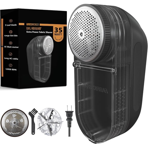 Extra Power Fabric - 35W Electric Lint Remover for Clothes/Upholstery/Furniture/Couch - Speed of 12000 RPM - Heavy Duty Sweater Shavers to Remove Pilling - Large Fuzz Remover