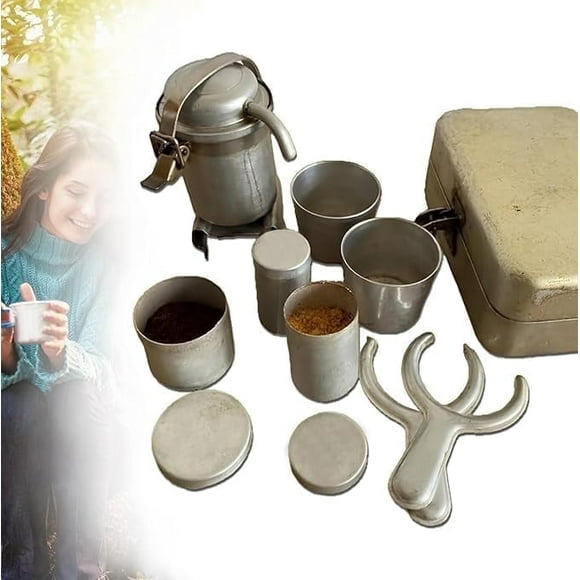 Extra Rare Vintage Camping Coffee Kit | Portable Pour Over Coffee Maker Set with Camp Pots & Cups | Perfect Nostalgia Gift for Outdoor Enthusiasts & Collectors