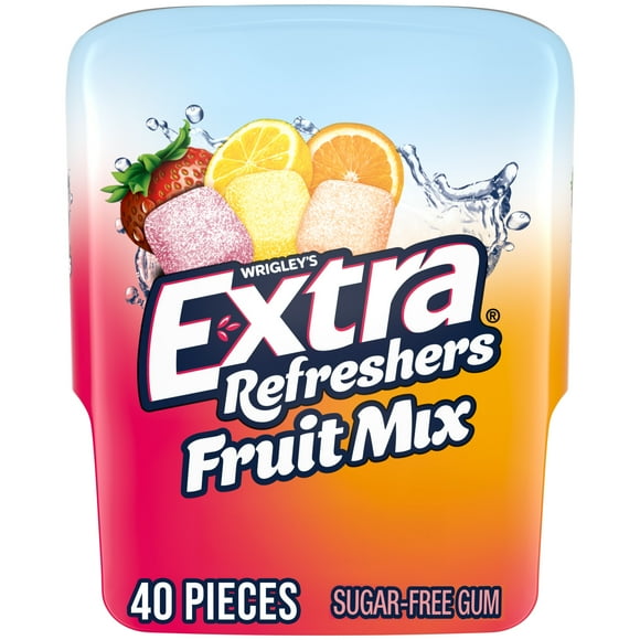 Extra Refreshers Fruit Mix Sugar Free Chewing Gum - 40 ct Bottle