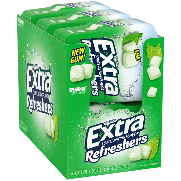 Extra Refreshers Gum, Spearmint, 40 Pieces (Pack of 6)