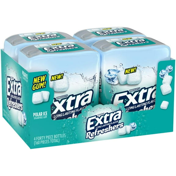 Extra Refreshers, Polar Ice Chewing Gum, 40 Count,Pack of 4 YU4