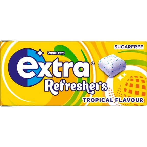 Extra Refreshers Tropical Sugarfree Chewing Gum Handy Box 7 pieces, Imported from Britain
