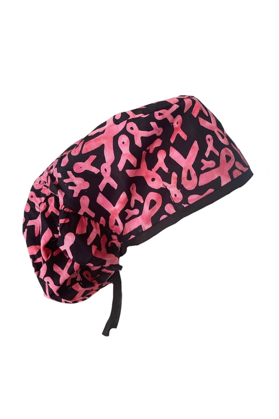 Extra Room Bouffant Pink Ribbons of Hope Cancer Awareness Scrub Cap