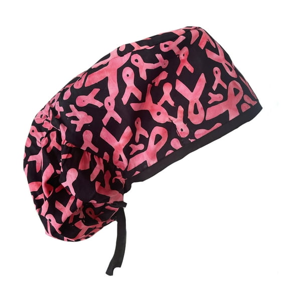 Extra Room Bouffant Pink Ribbons of Hope Cancer Awareness Scrub Cap