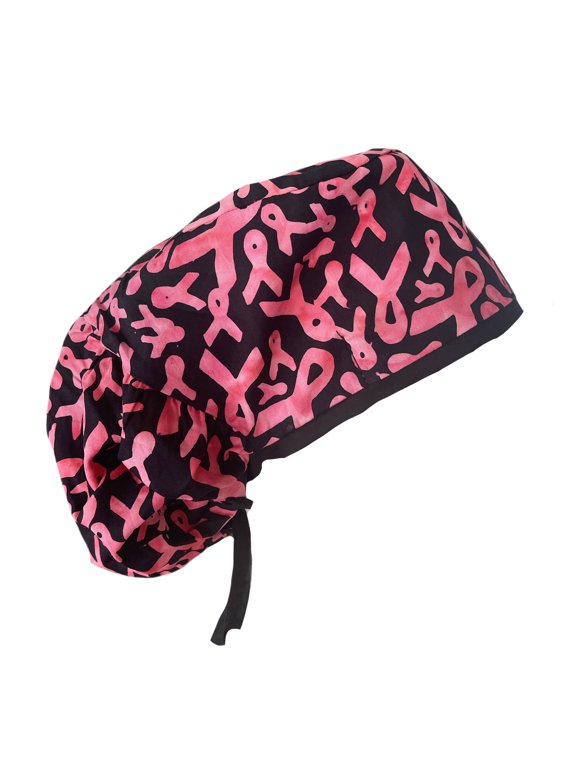 Extra Room Bouffant Pink Ribbons of Hope Cancer Awareness Scrub Cap