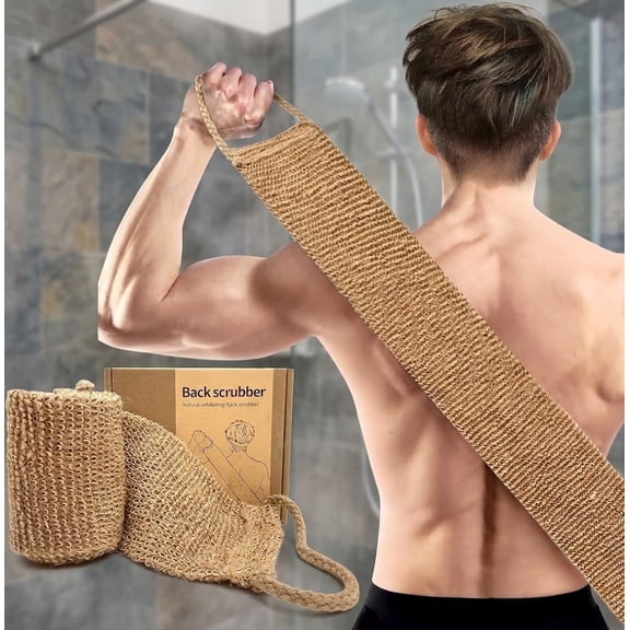 Extra Rough Exfoliating Back Scrubber,Natural Body Exfoliator for Workers Athletes and Men.Hygienic Loofah for Long Durable Daily Deep Cleansing