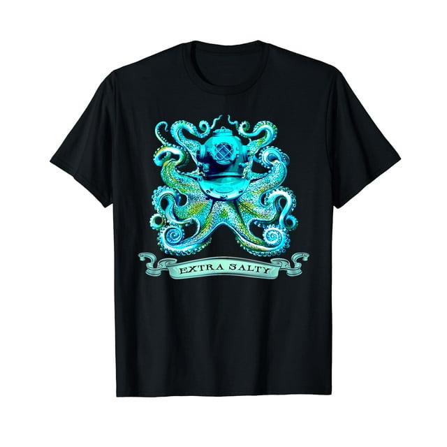 Extra Salty Scuba Diver Octopus Deep Sea Diving Ocean Sailor T-Shirt ...