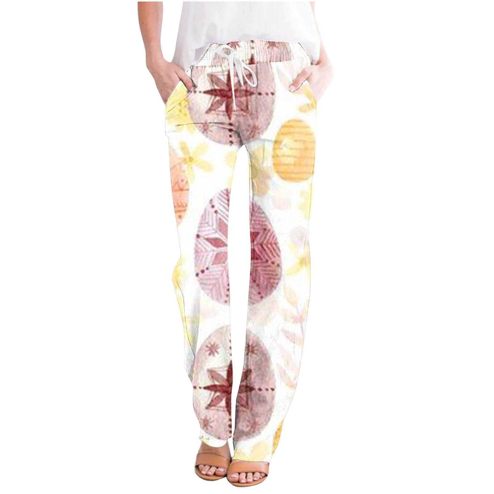 Extra Savings: Pantalon Mujer, Casual Pants for Women Straight Leg with Drawstring Elastic Waist, Loose Fit Comfortable Trousers with Pockets, Perfect for Relaxed Everyday Wear