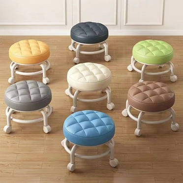 Extra Savings, Wheeled Low Stool For Home Use Universal Wheel Doorway Lazy Man Shoe Stool Multifunctional Seamstress Wheelchair Sitting Stool Small Stool | Pu, Black, MIANHT