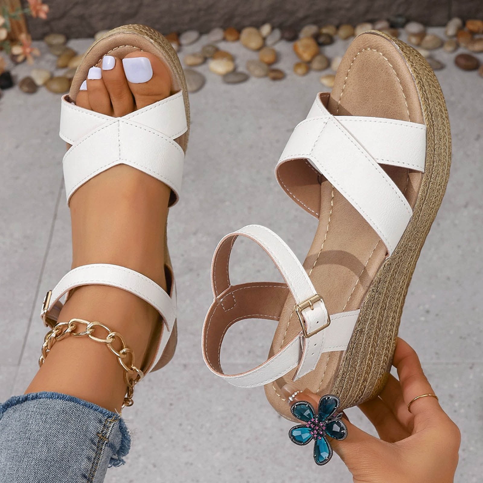 Summer Sandals Women's Fashion Thick Soled Sponge Cake Large Size Slippers main image 1