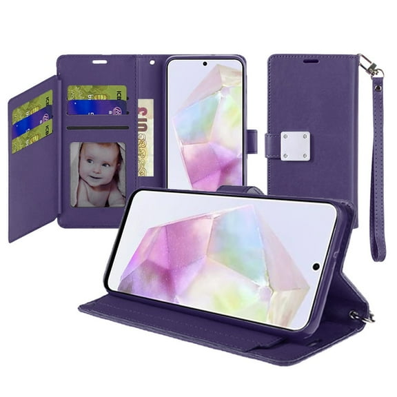 Extra Series Essential Leather Wallet Stand Case for Samsung Galaxy A36 5G - Purple