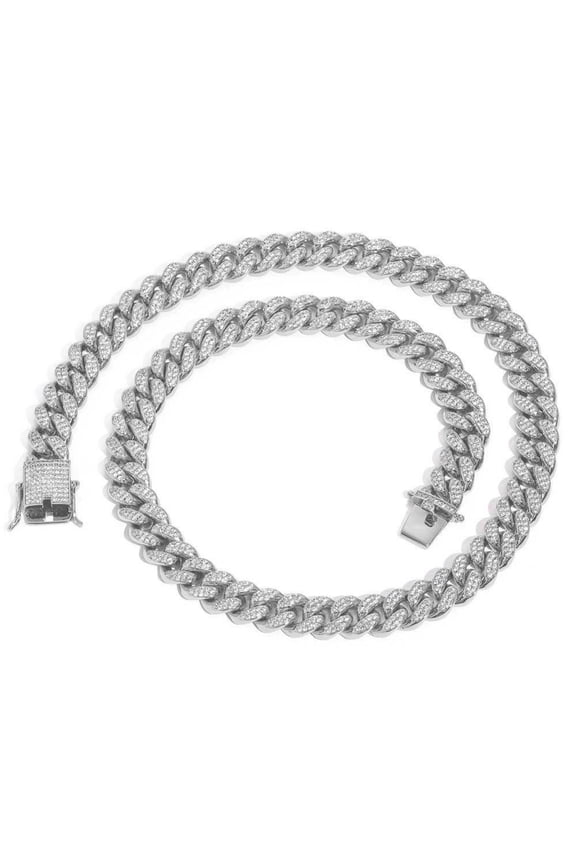 Extra Shiny Big Iced Out Miami Cuban Link Chain for Men, Width 12MM Hip Hop Chain Link Necklaces, 16-24 Inch Solid Thick Mens Necklace, Gift Box Included