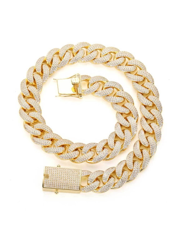 Extra Shiny Miami Cuban Link Chain for Men, 18MM- Mens Cuban Chain, Solid Thick Big Hip Hop Iced Out Cuban Link Chain Necklace, 16-24 Inch - Gift Box Included