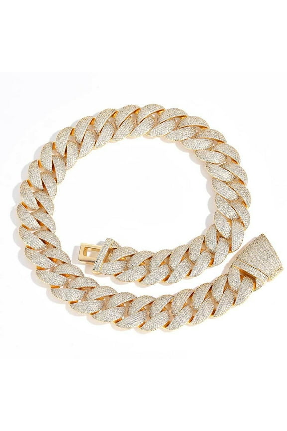 Extra Shiny Miami Cuban Link Chain for Men, Width 22mm Mens Cuban Chain, Solid Thick Big Hip Hop Iced Out Cuban Link Chain Necklace, 16-24 Inch - Gift Box Included