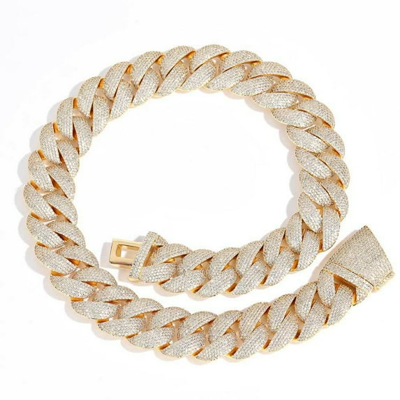 Extra Shiny Miami Cuban Link Chain for Men, Width 22mm Mens Cuban Chain, Solid Thick Big Hip Hop Iced Out Cuban Link Chain Necklace, 16-24 Inch - Gift Box Included