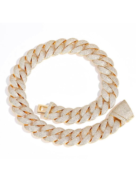 Extra Shiny Miami Cuban Link Chain for Men, Width 22mm Mens Cuban Chain, Solid Thick Big Hip Hop Iced Out Cuban Link Chain Necklace, 16-24 Inch - Gift Box Included