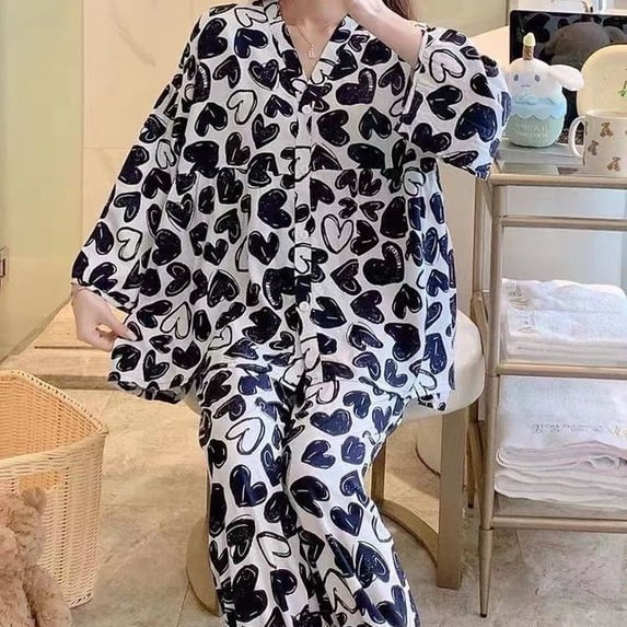 Extra Size 300 Catty Autumn Winter New Pajamas Female Explosive Cute Student Loose Home Set Can Worn Outside Pijamas Women