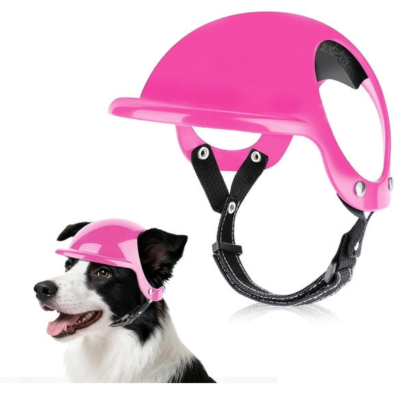 Extra Small Dog Helmet with Ear Holes - Adjustable, Lightweight, Hard Black Puppy Helmet for Outdoor Activities/Motorcycle/Bike
