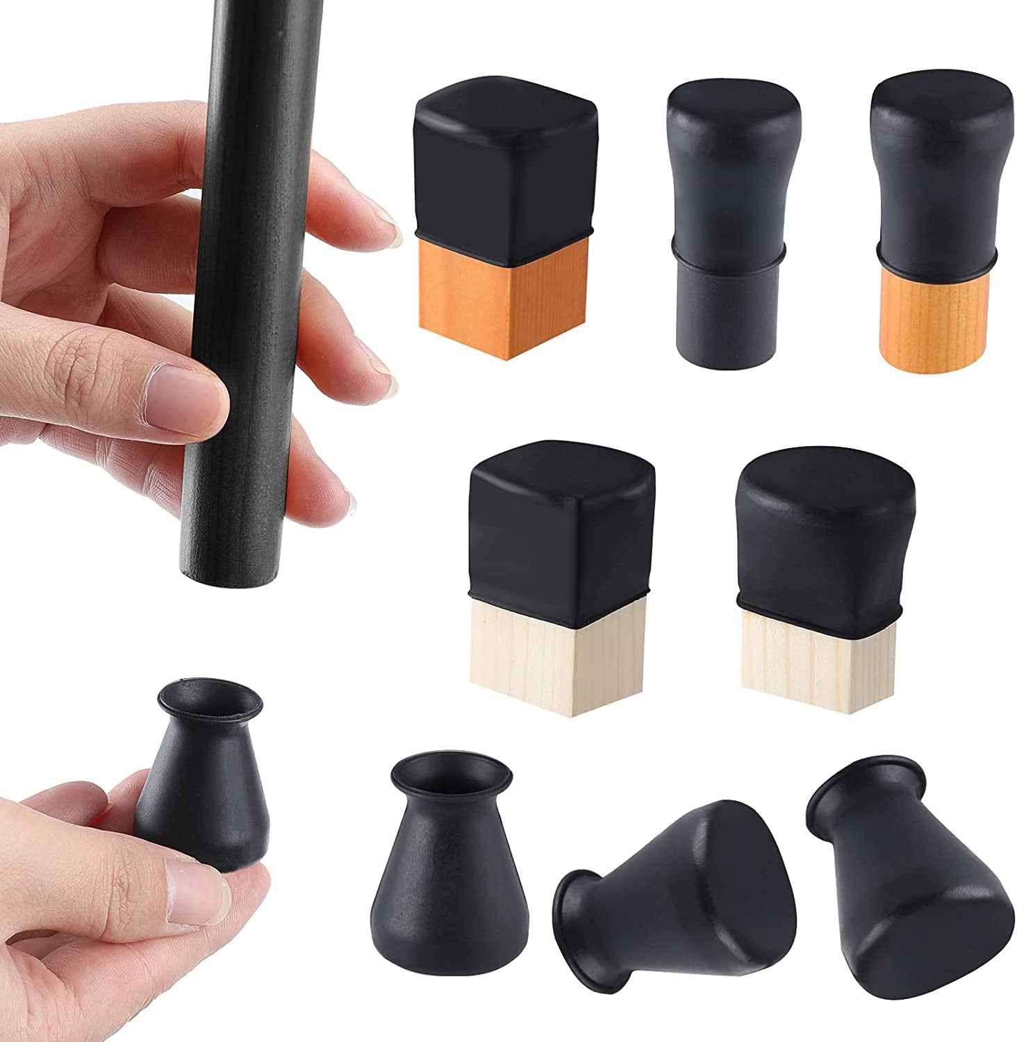 Extra Small Silicon Chair Leg Floor Protectors Furniture Feet Cover Anti Slip Table Leg Caps Anti Noise FIT 0.5 1.0 INCH Round or Square Black 16Pcs Walmart
