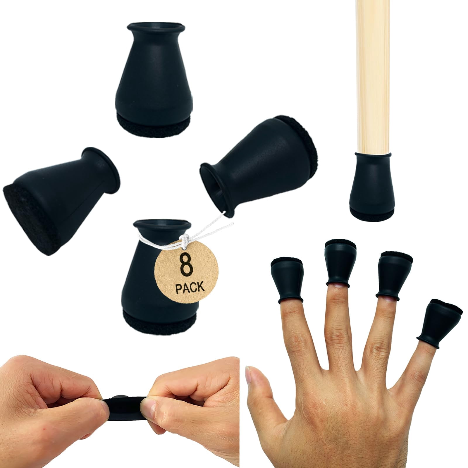 Extra Small Silicone Chair Leg Floor Protectors With Felt  Fit 19/32" To 15/16" Glide Caps Silicon Furniture Feet Cover Bottom Slide Protect Hardwood Floors No Noise 8