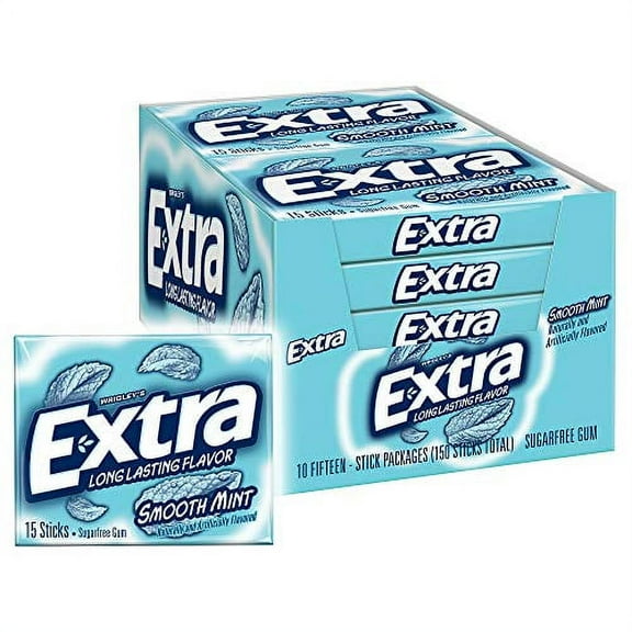 Extra Smooth Mint Sugarfree Gum 15 Count (Pack Of 10)