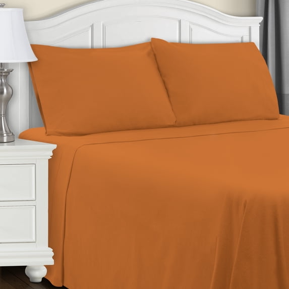 Superior Cotton Flannel Solid Pillow Case Set, Standard, Pumpkin