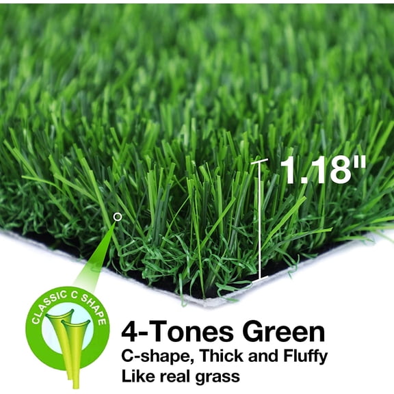 Extra Soft Artificial Grass Turf Rug 3 FT x 5 FT, High Drainage & Pet Friendly Fake Grass Mat for Dogs, , Balcony, Backyard, Greenery Garden Lawn Decorations for Indoor Outdoor