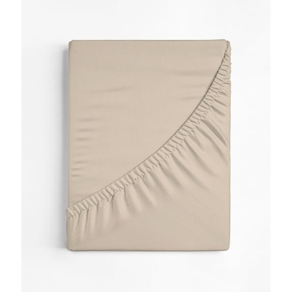 Extra Soft Twin/Twin XL Size Fitted Sheet Bamboo Rayon Deep Pocket 15", Moisture Wicking, Cooling, Breathable, Beige