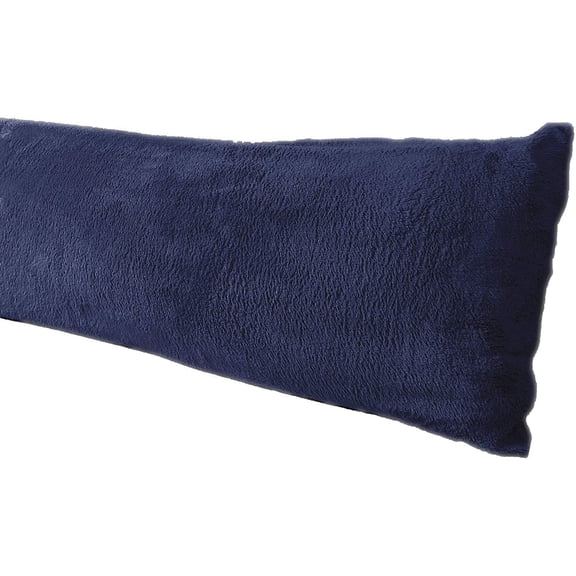 Extra Soft Body Pillow Cover, Sherpa/Microplush Material, 20x54 Inches, Zipper Closure (Navy)