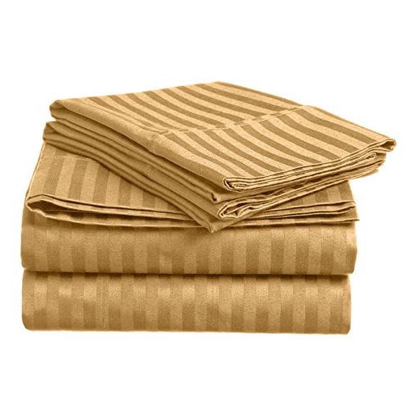 Extra Soft Brushed Fabric Deep Pocket 1800 Series Luxury 3-Piece Stripe Sheet Set (Twin, Gold)