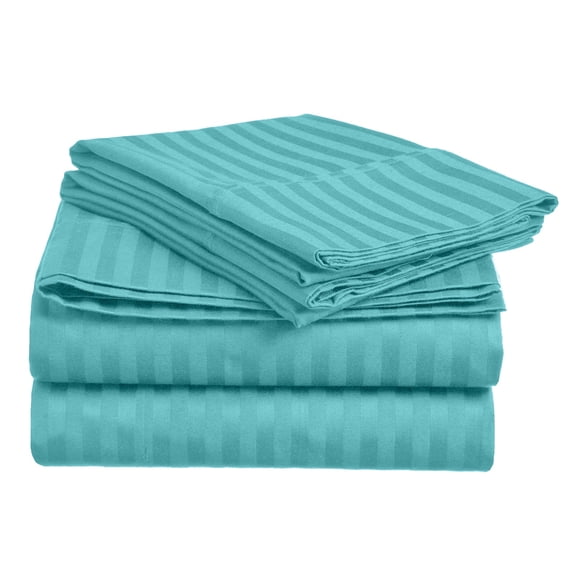 Extra Soft Brushed Fabric Deep Pocket 1800 Series Luxury 3-Piece Stripe Sheet Set (Twin XL, Aqua)