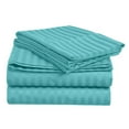 thumbnail image 1 of Extra Soft Brushed Fabric Deep Pocket 1800 Series Luxury 4-Piece Stripe Sheet Set (California King, Aqua), 1 of 2